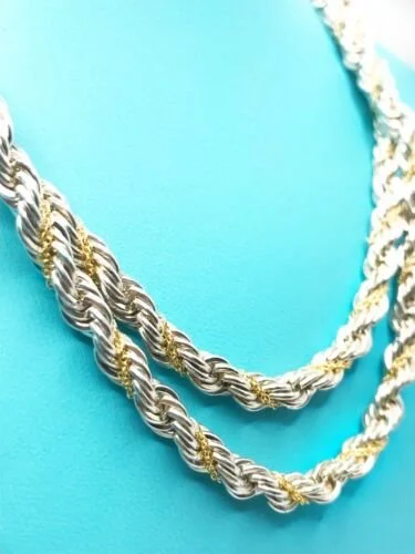 Tiffany & Co. 18KYG & SS Twist Rope Chain Necklace 18